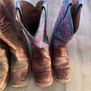 Nocona Brown and Blue Heeled Boots